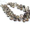 Natural Smoky Quartz Faceted Pear Drop Beads Strand Length 7.5 Inches and Size 7.5mm to 14.5mm approx.